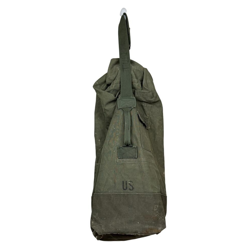 Vintage US Military Canvas Duffel Bag Olive Drab Army Surplus Rugged Workwear